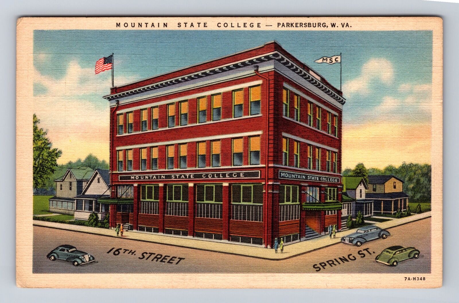 Parkersburg WV-West Virginia, Mountain State College, Antique, Vintage Postcard