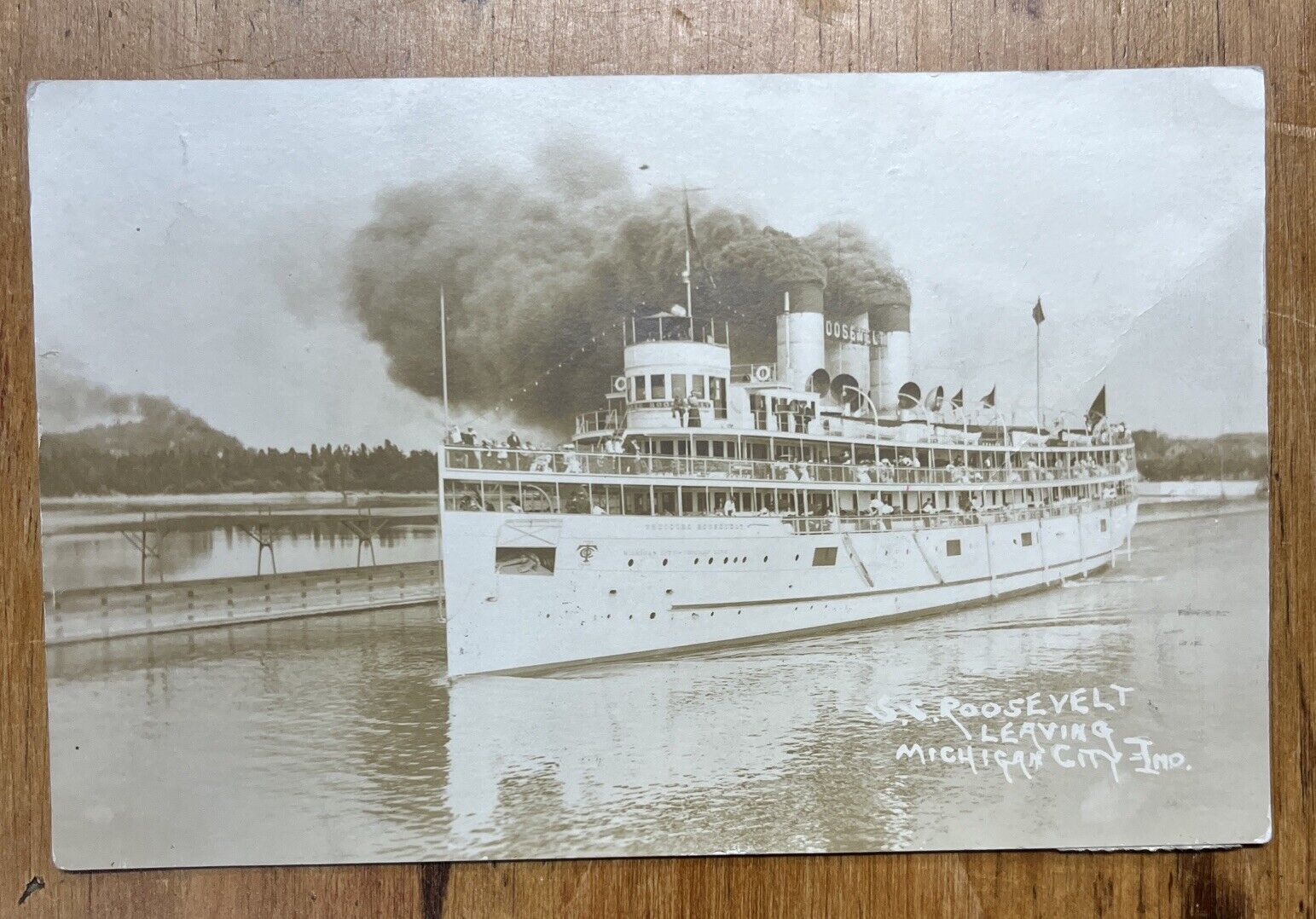 S.S. Roosevelt Steamship Leaving Michigan City Indiana 1911