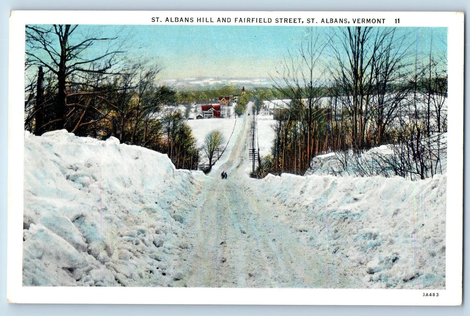 St. Albans Vermont Postcard St. Albans Hill And Fairfield Street c1920s Antique