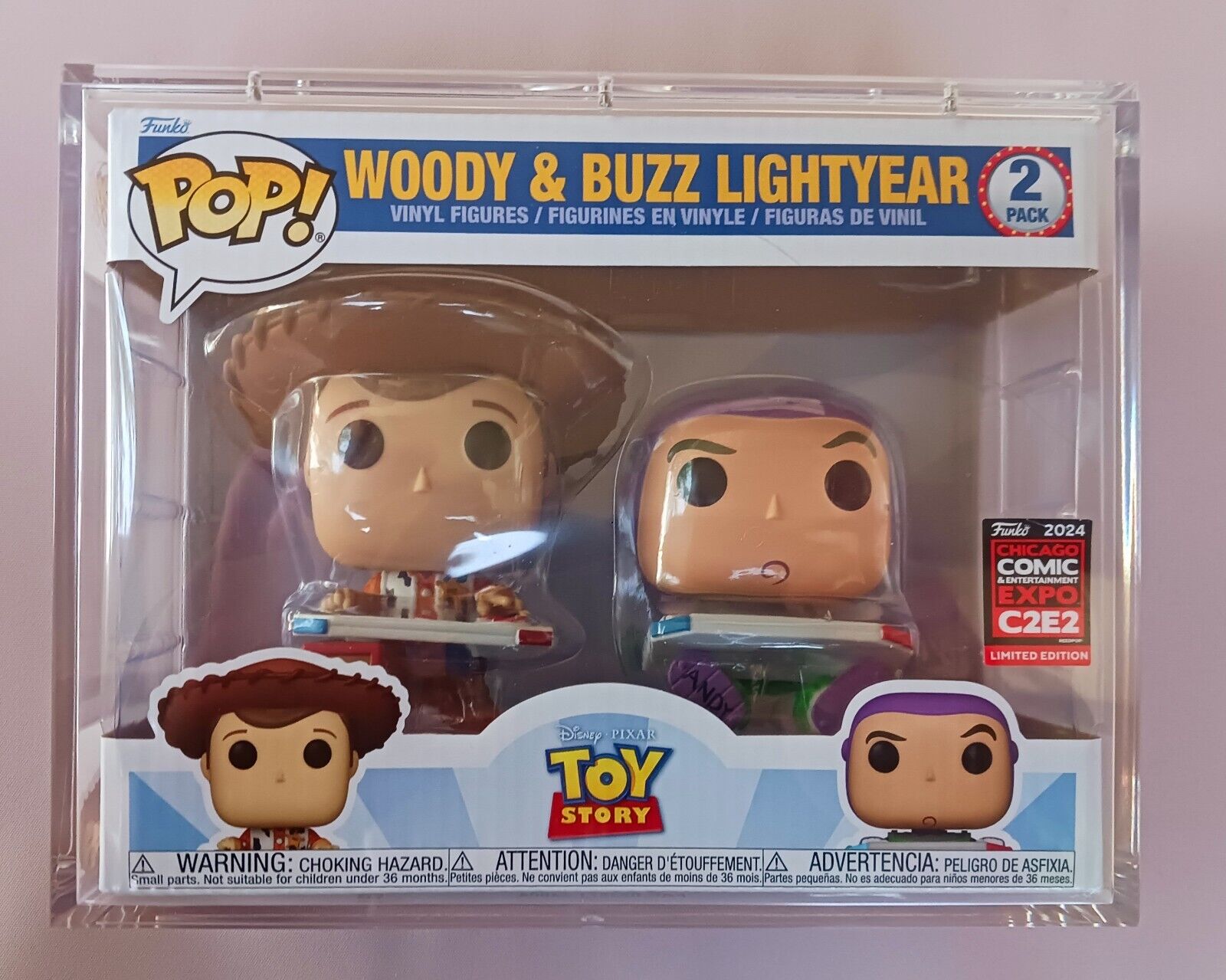 Funko Pop Pixar Toy Story Woody & Buzz Lightyear 2-Pack Official C2E2 2024 LE