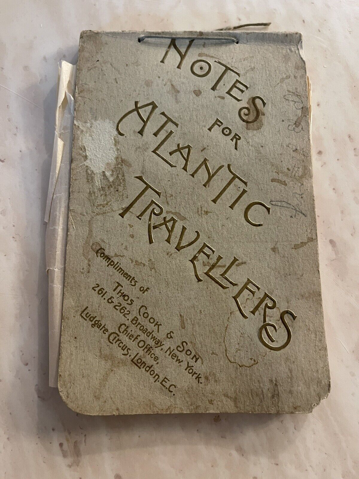 THOS COOK & SON NOTES FOR ATLANTIC TRAVELLERS 1900 ILLUSTRATIONS MAPS STRING TIE