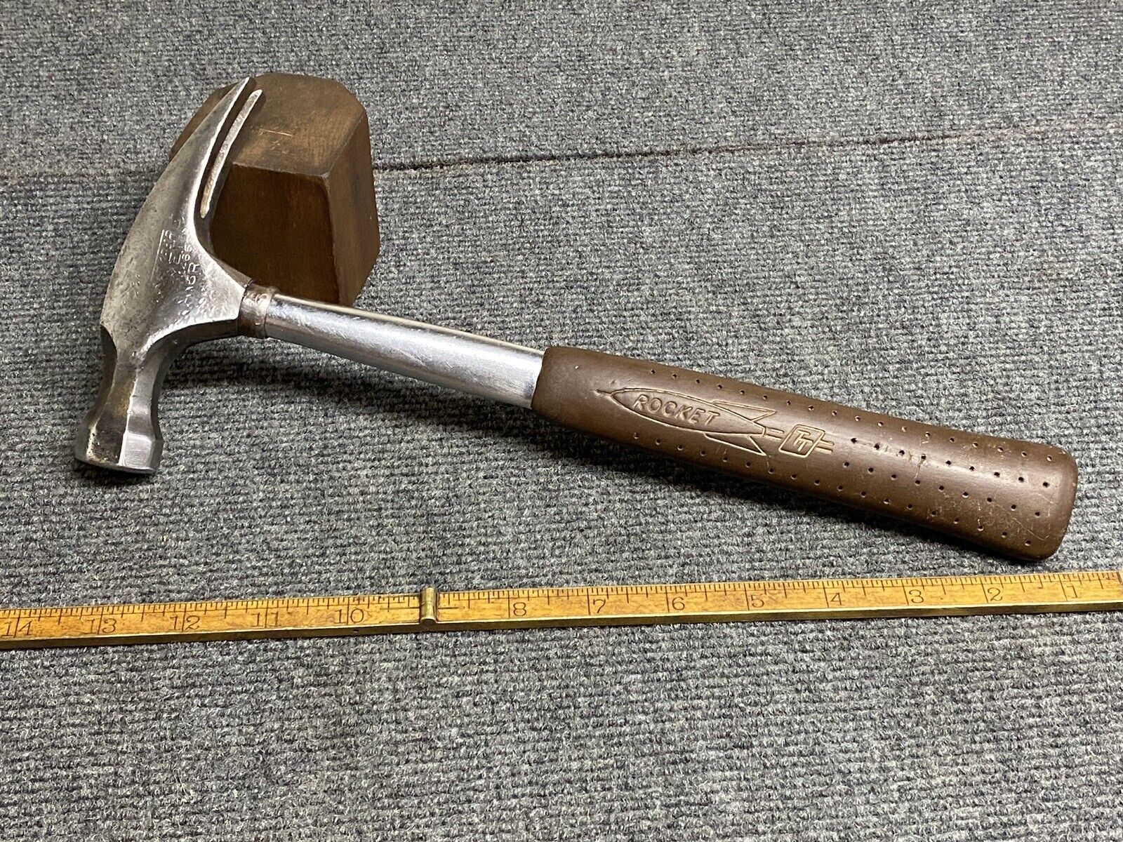 Vintage True Temper Jet Rocket 16 Oz Straight Claw Hammer With Brown Grip USA 