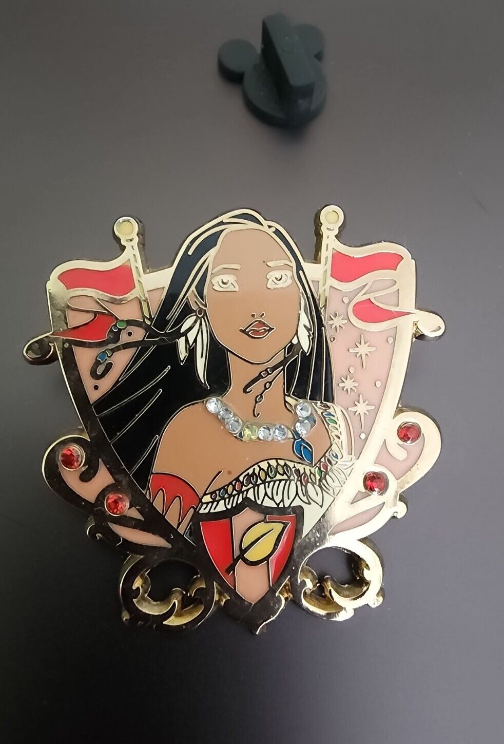 Disney Parks Pocahontas Princess Jeweled Crest Collectible Trading Pin