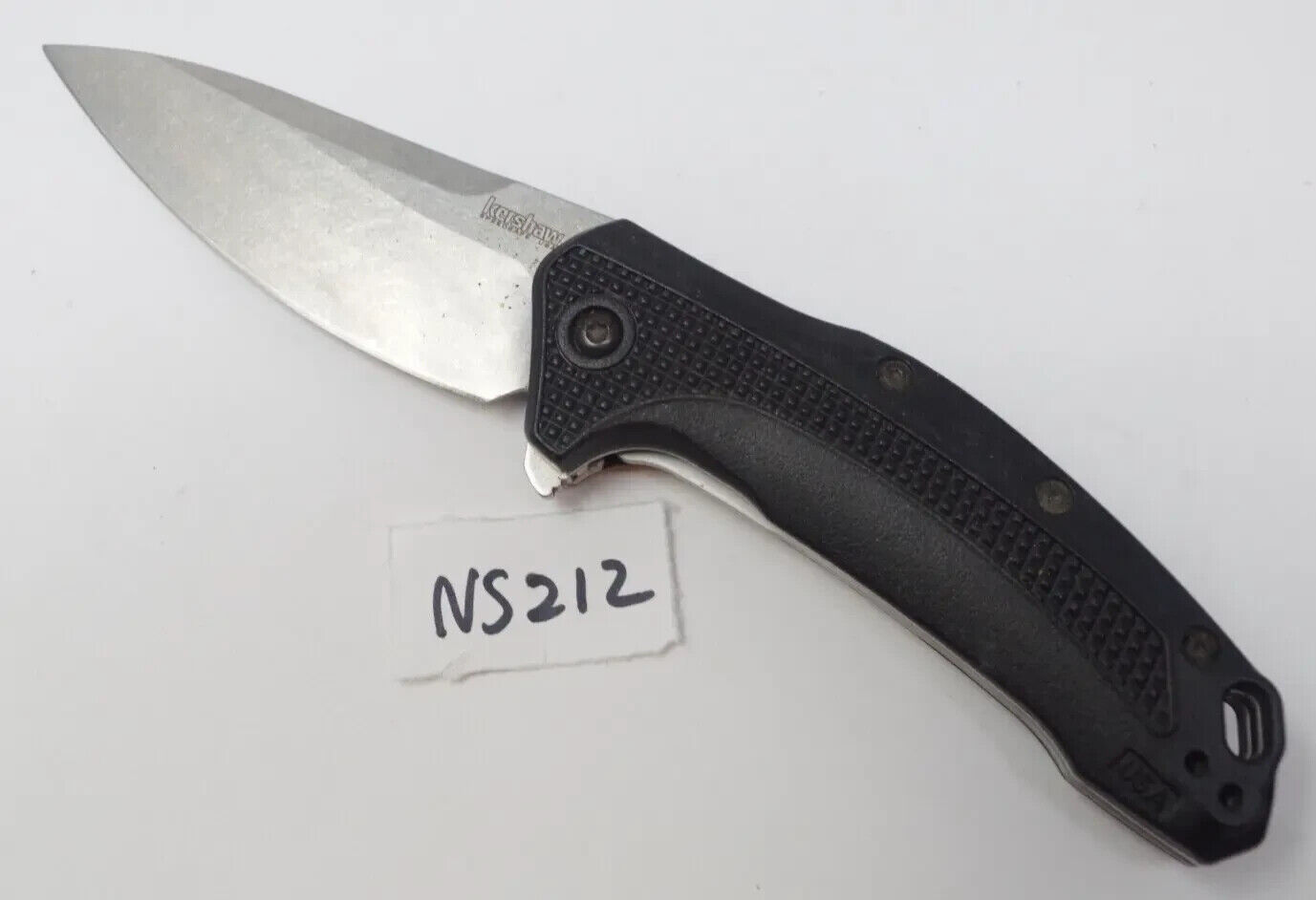 Black Kershaw Link Plain Edge 1776 Assisted Blade Pocket Knife Drop Point