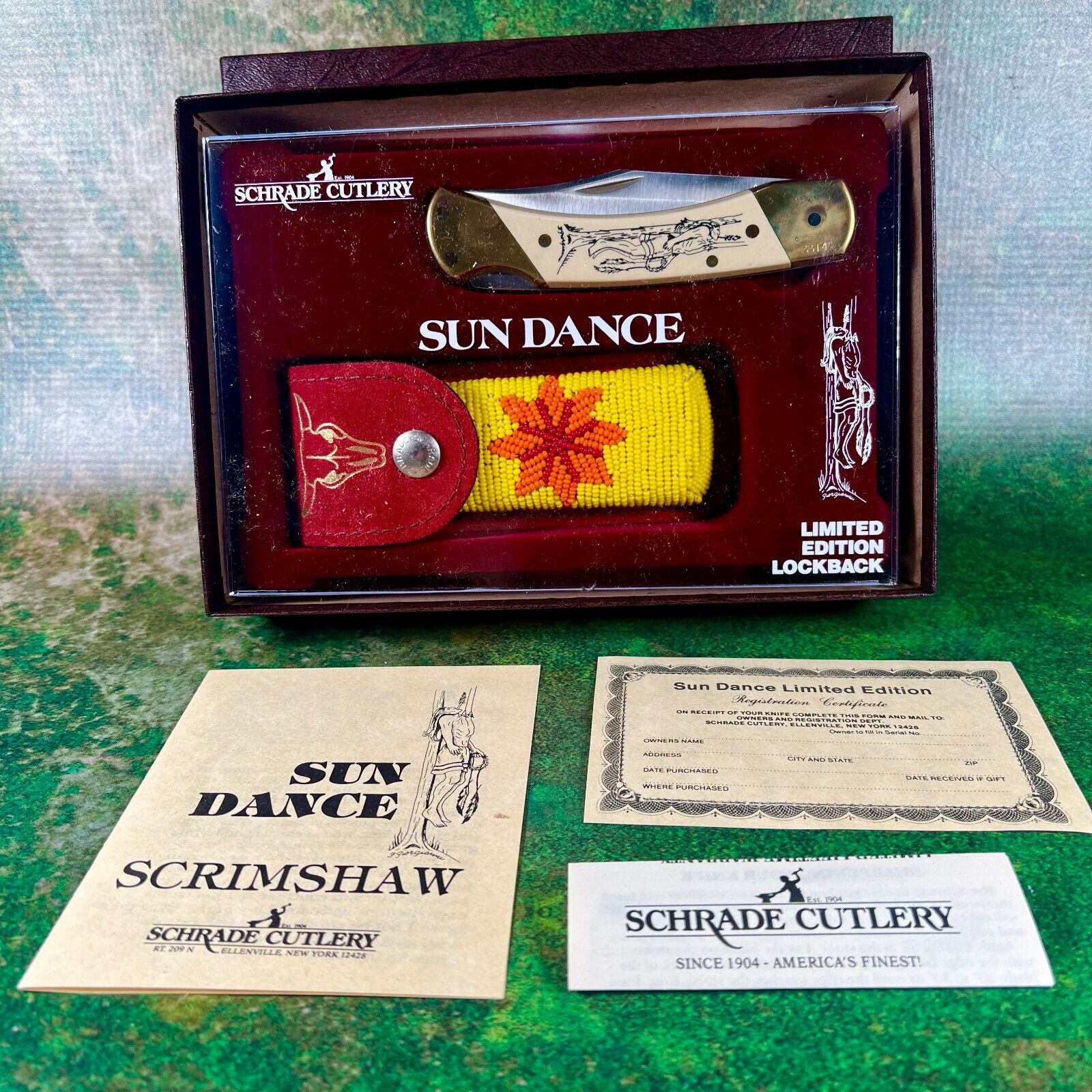 Vintage Schrade USA Sundance Scrimshaw Lockback, NOS, #3314 of 10K