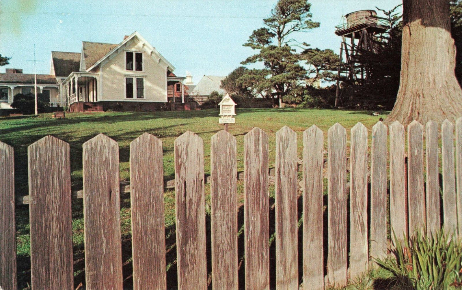 Mendocino CA California, Kelley House, Picket Fence, Vintage Postcard