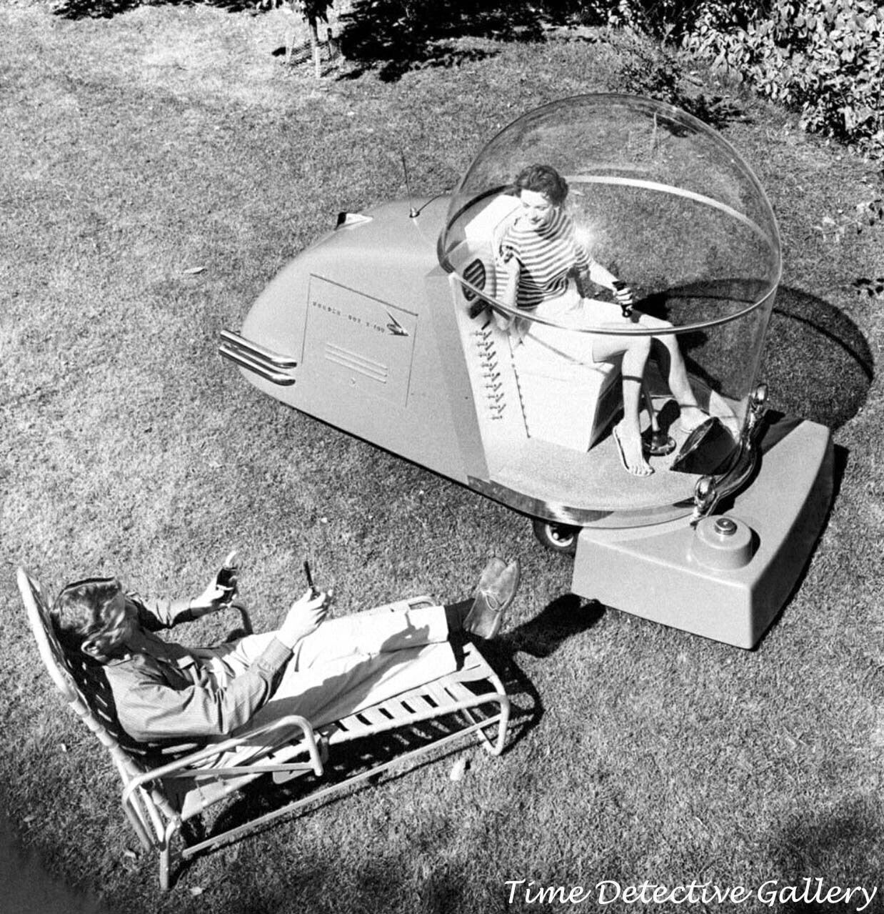 Luxury Air Conditioned Lawnmower of the Future - 1957 - Vintage Photo Print