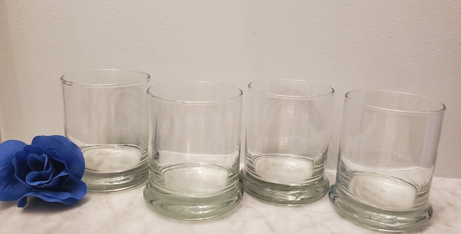 Set Of 4 Glass Candle Holders 4inch Tall