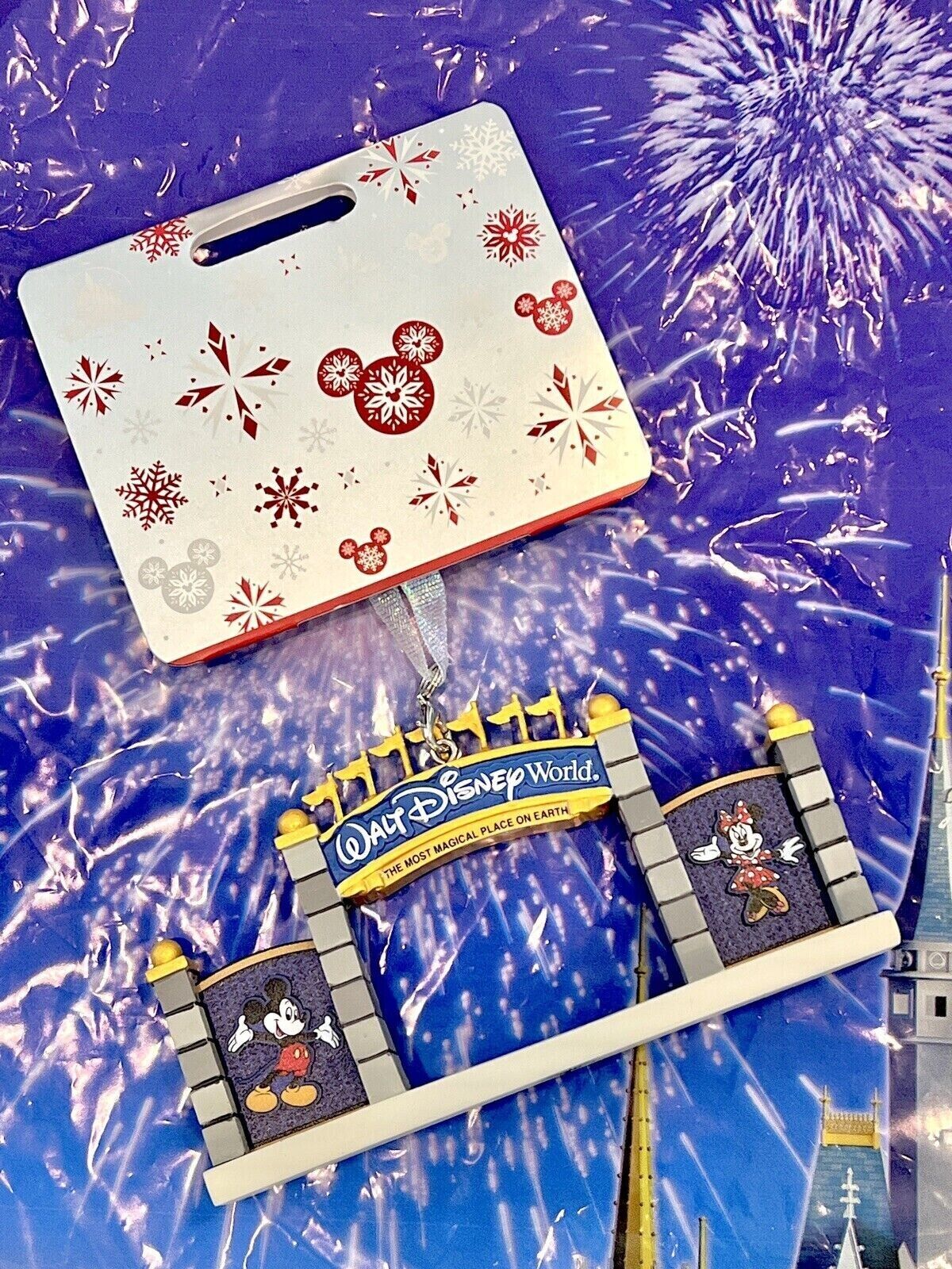 Nwt Disney Parks Disney World Entrance Gate Sign Miniature Christmas Ornament