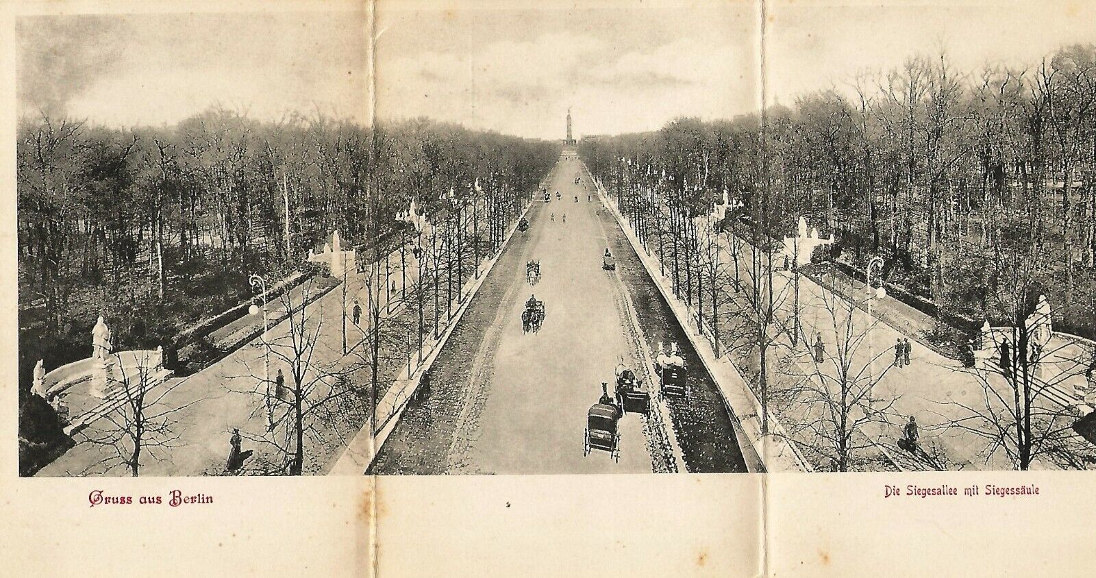Postcard Germany Berlin Panoramic 1903 Die Siegesallee mit Siegessaule Victory 