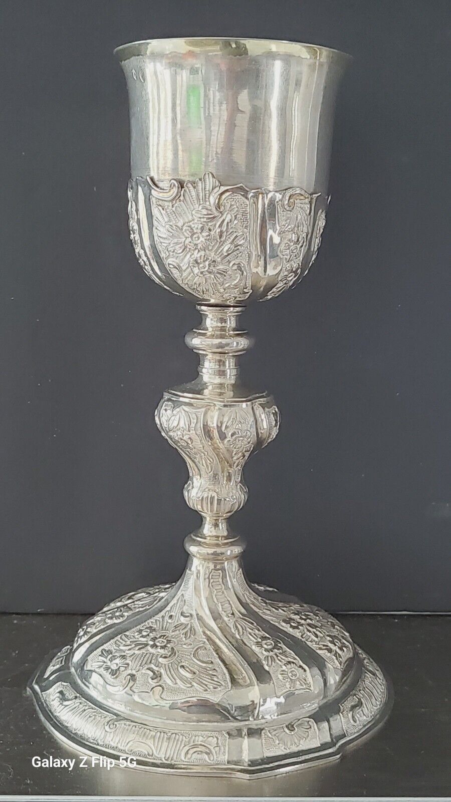LARGE BEAUTIFUL ANTIQUE AUSTRO HUNGARIAN CONTINENTAL EUROPEAN SILVER CHALICE