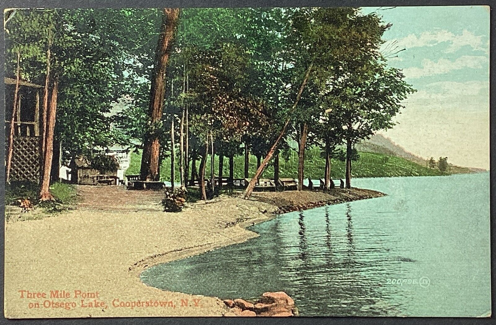 Cooperstown New York Otsego Lake Three Mile Point Vintage Postcard Posted 1909