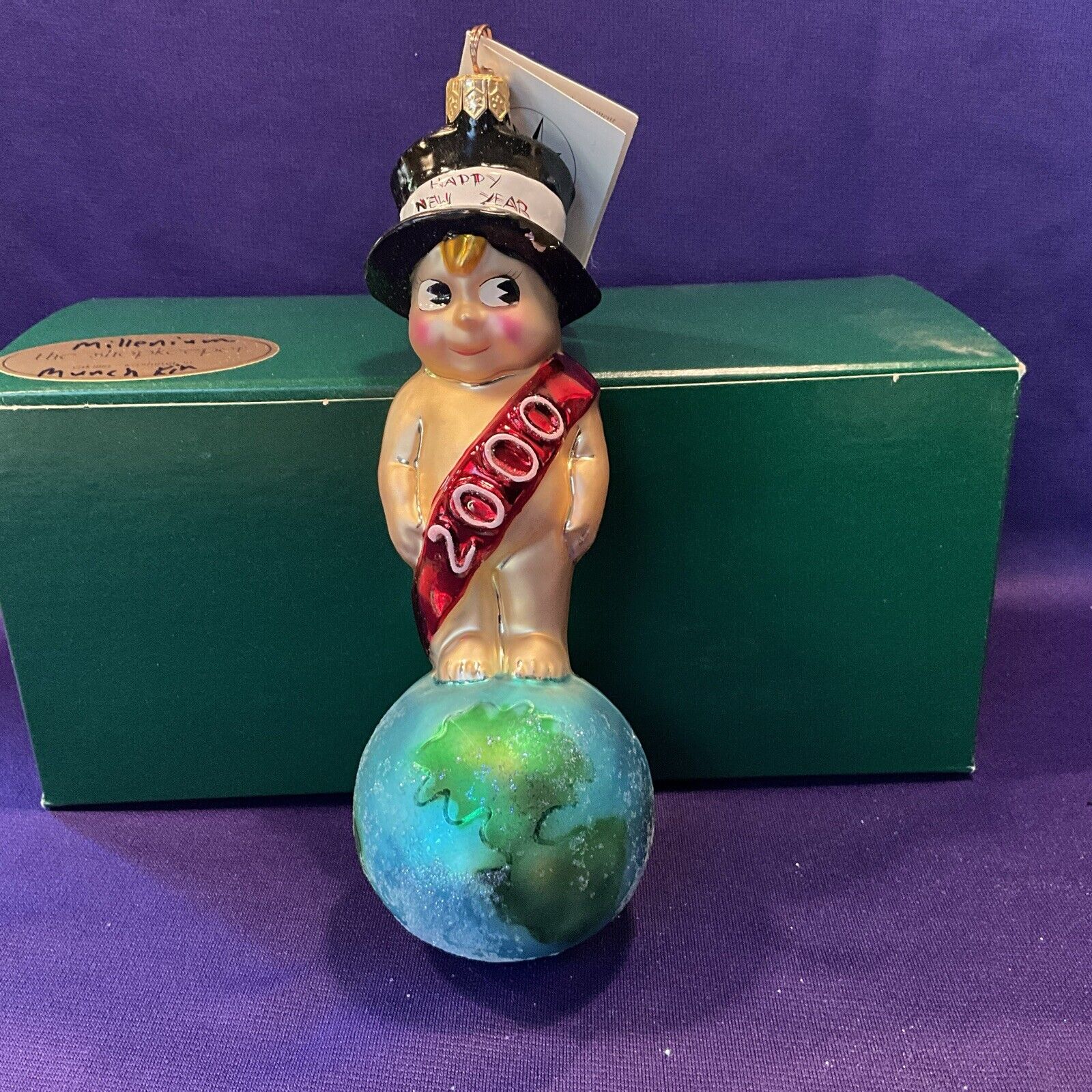 VTG CHRISTOPHER RADKO NEW YEARS 2000 ORNAMENT, 7 IN. ORG BOX WRAPPING. NEW(005).