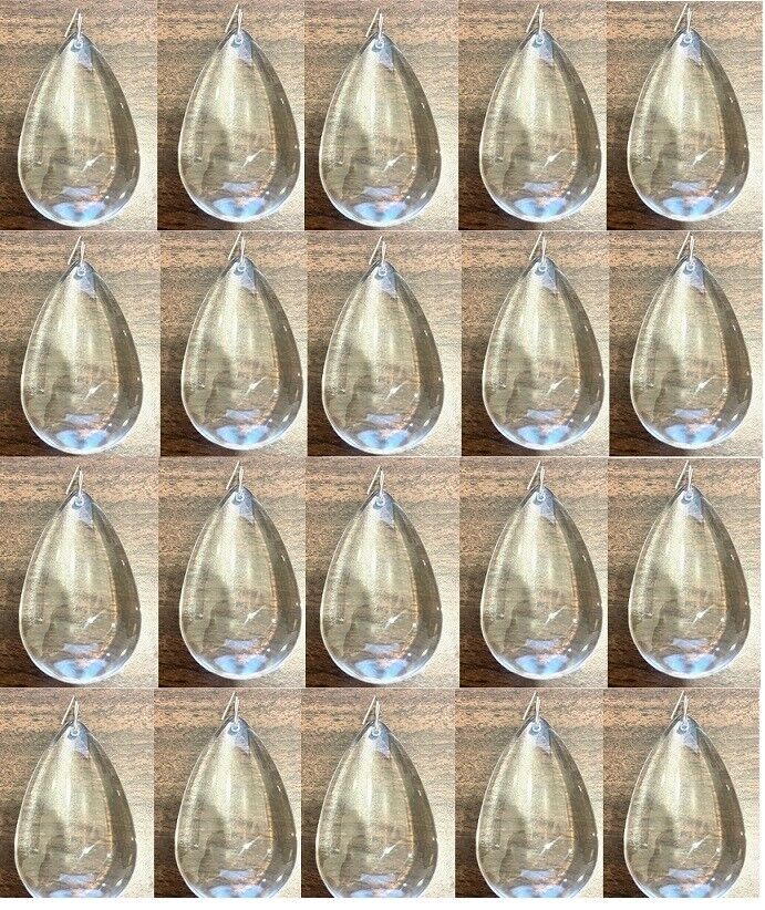 20PCs Teardrop Chandelier Crystal Glass Pendants Flat Surface 2.2 inch Dangle