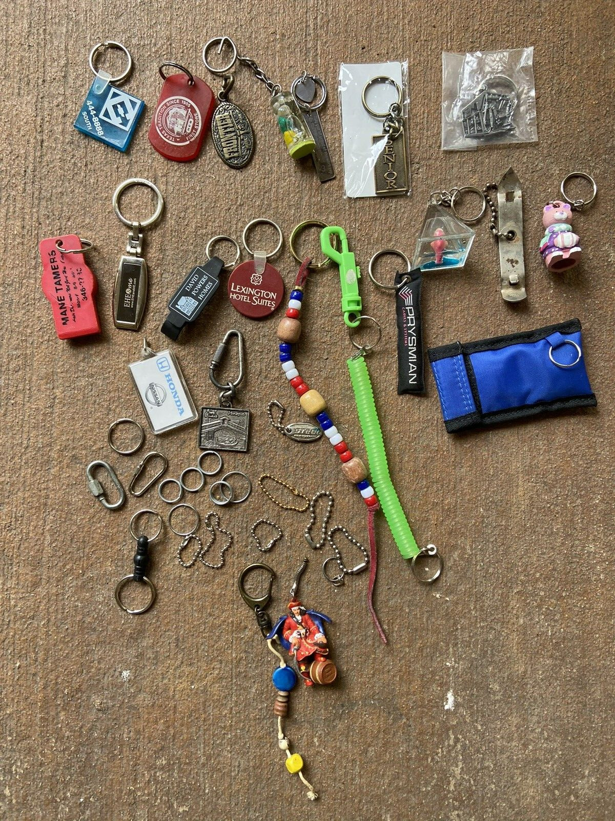 new and used some vintage keychains assorted key chain lot rings chain
