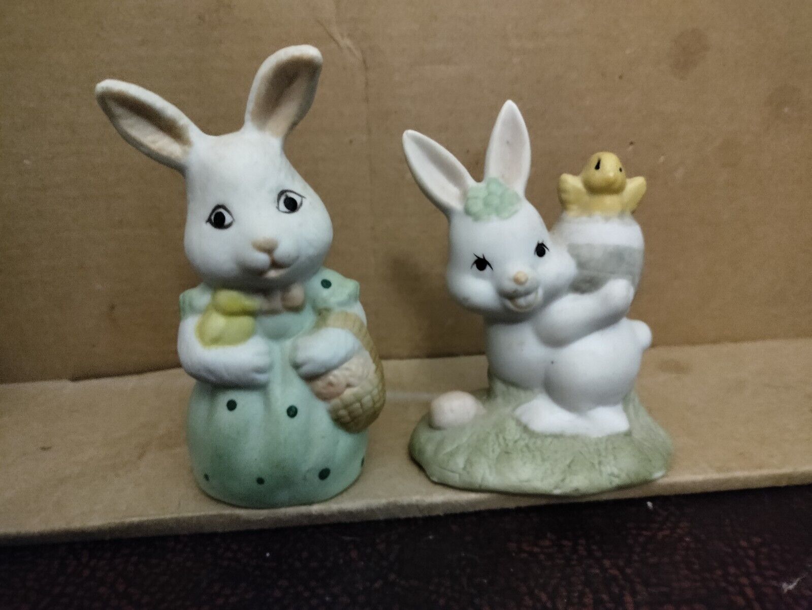 Bisque Easter Bunny Figurines