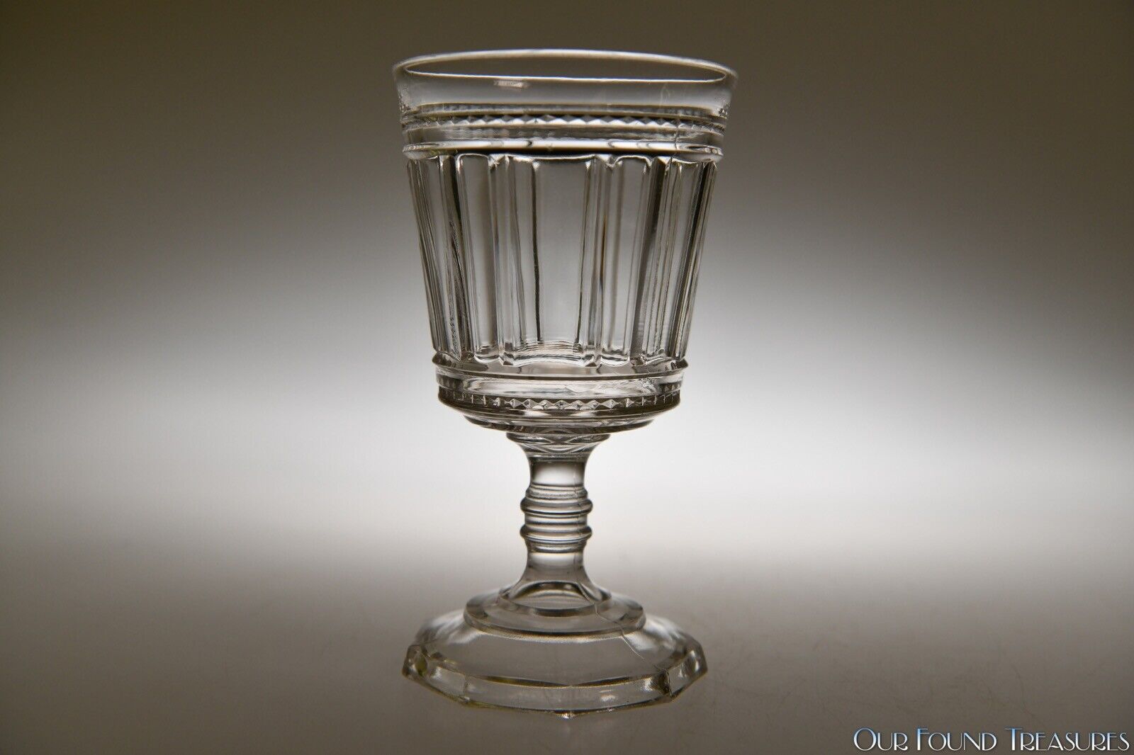 c 1880s PRISM AND CLEAR PANELS by Unknown COLORLESS  5 3/4” H Goblet