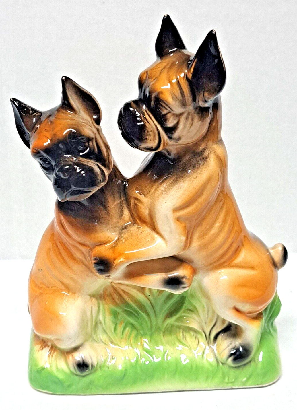 Vintage ceramic dog figurine BOXERS unmarked