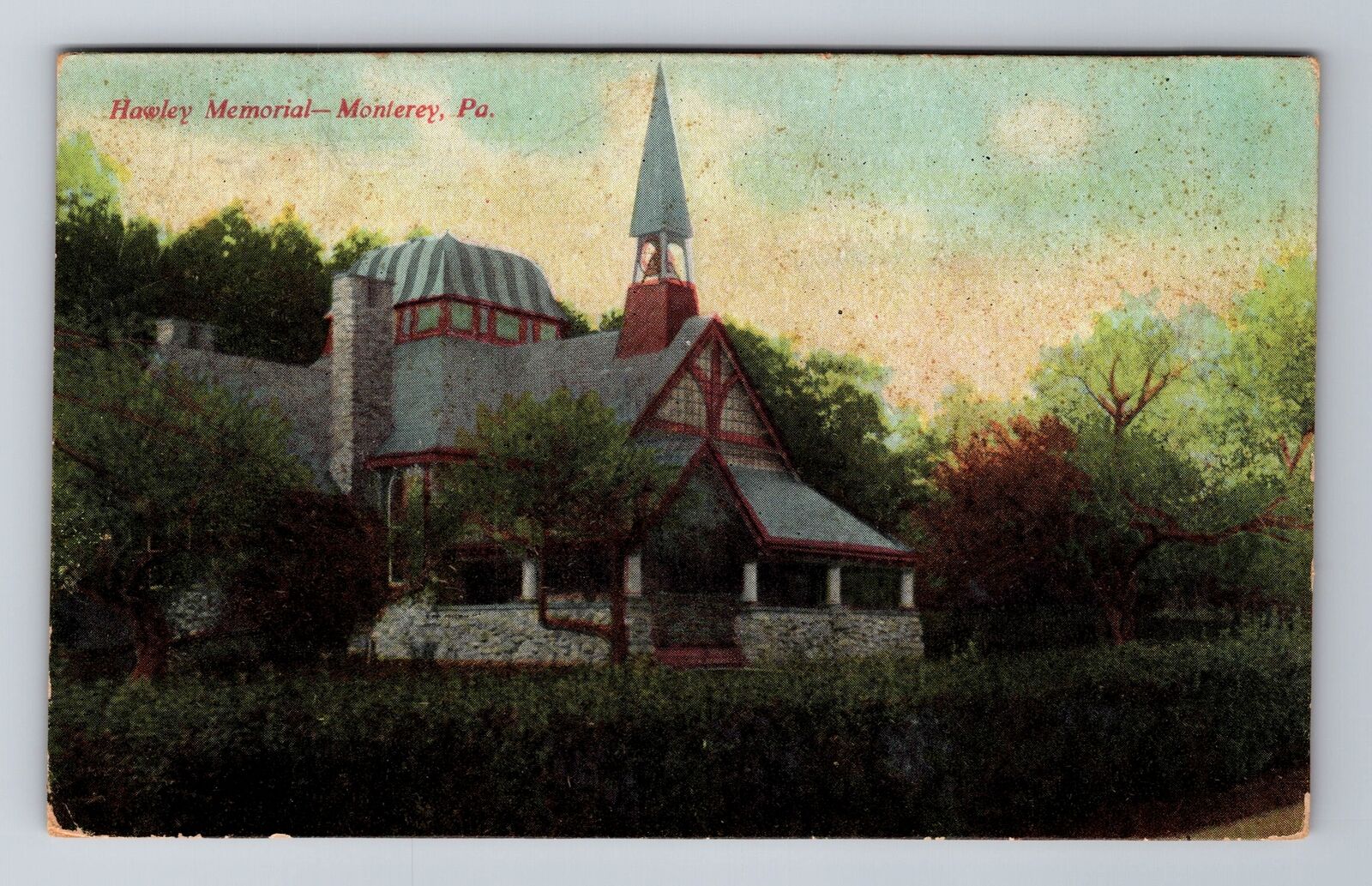 Monterey PA-Pennsylvania, Hawley Memorial, Antique, Vintage Postcard