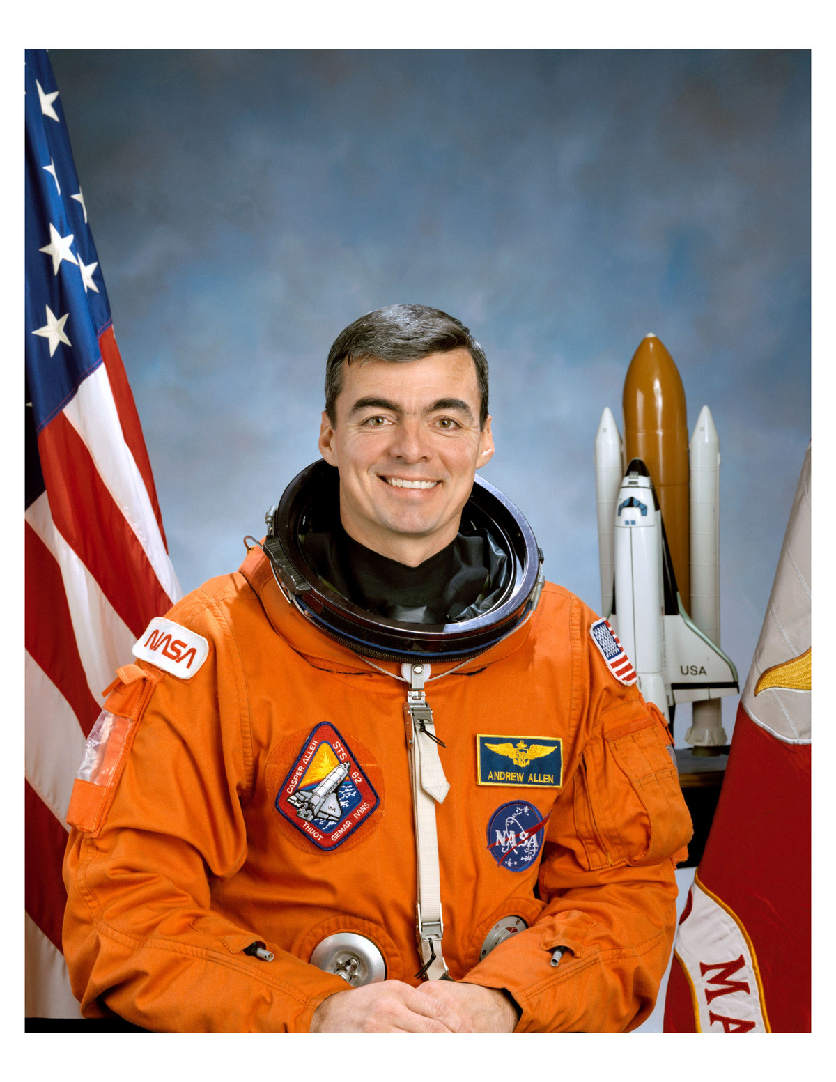 1994 NASA Astronaut Andrew Allen 8x10 Portrait Photo On 8.5