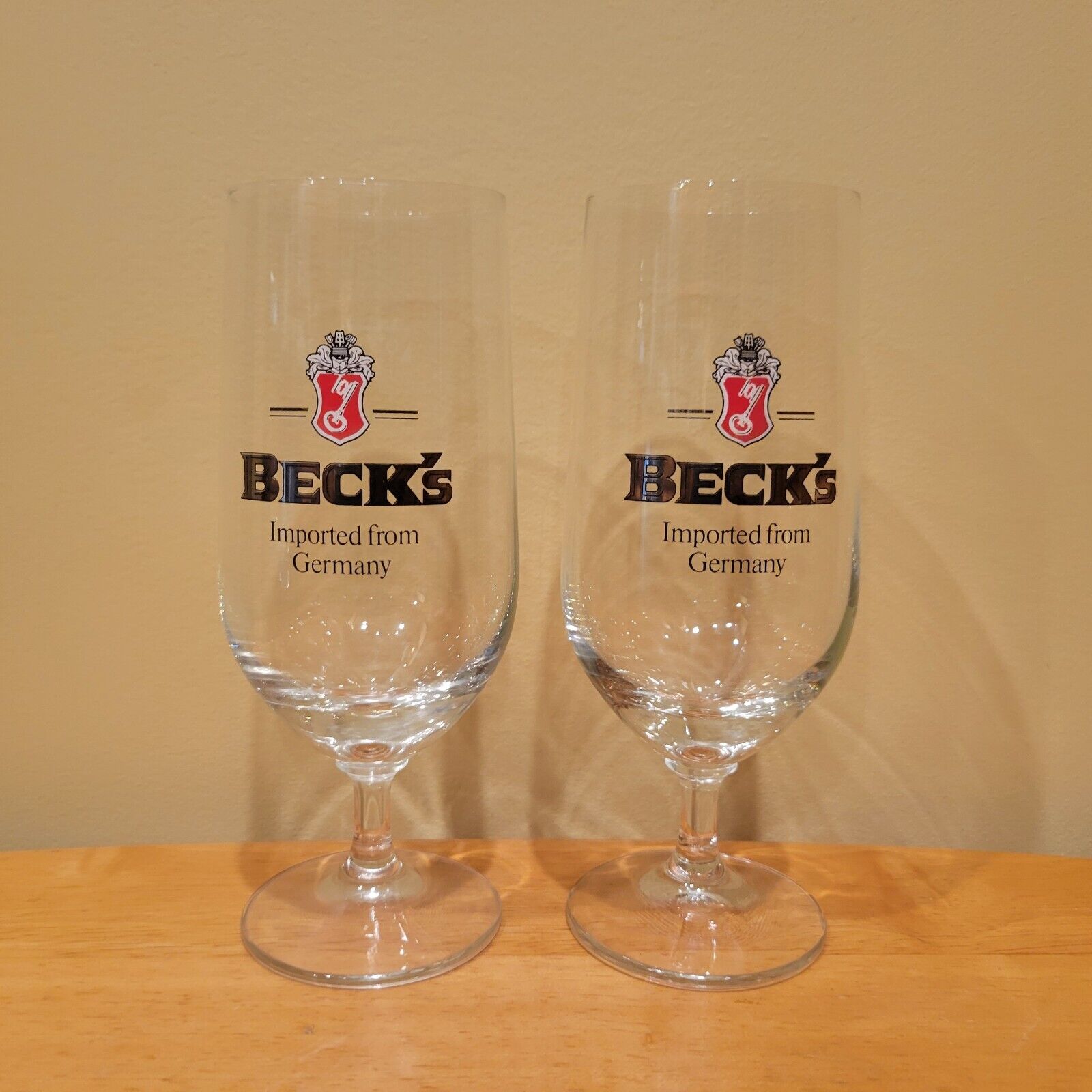 Beck\'s 0.3 L Beer Glasses SET OF 2 Imported From Germany Stemmed Footed Clear