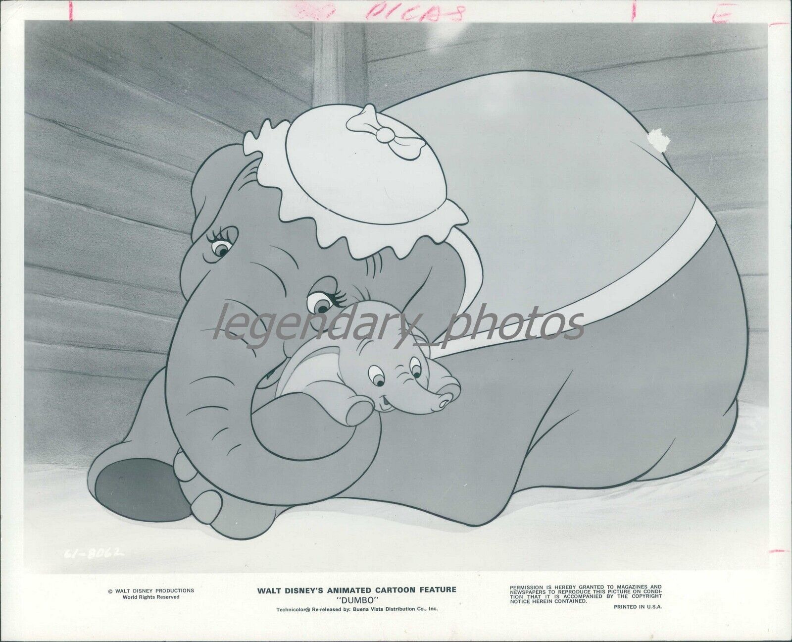 1941 Mrs Jumbo with Baby Dumbo in Dumbo Original News Service Photo