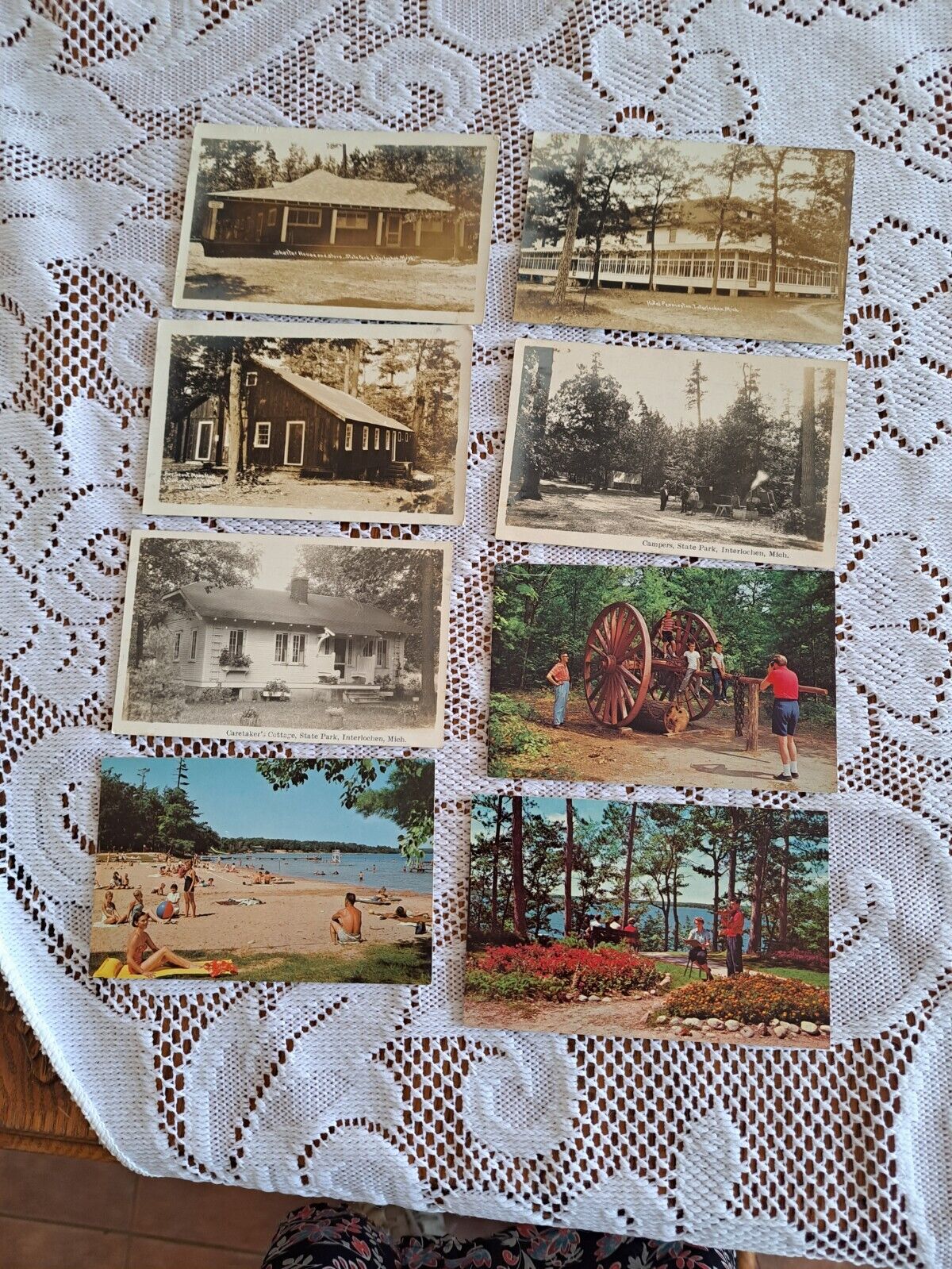 Postcards Vintage Interlochlen  Michigan Of Times Gone By 8 Different Scenes