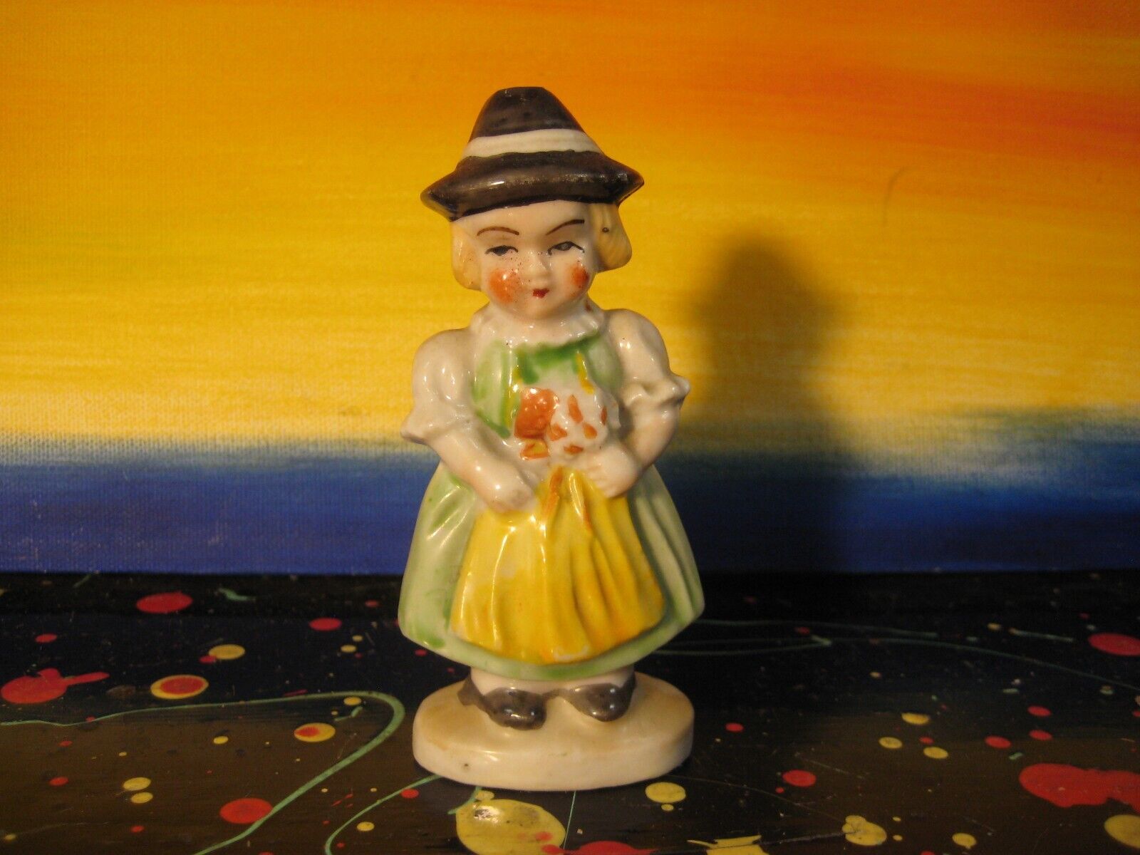 German Peasant Girl Occupied Japan Porcelain Handpainted Figurine