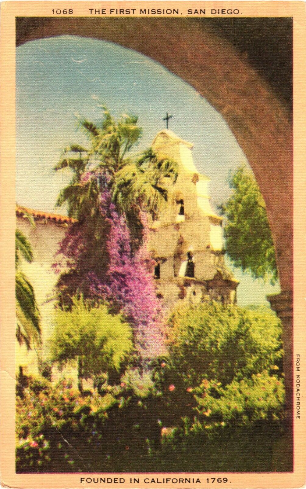 View Of The First Mission, San Diego, Founded In California, 1769 Postcard