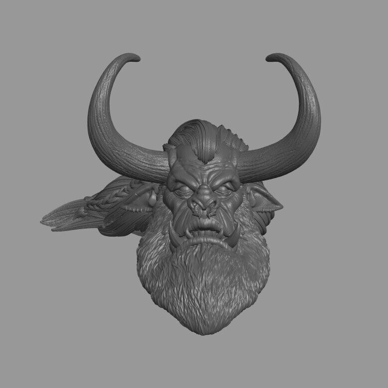 Bull Orc Barbarian D&D Fantasy Warhammer WoW custom head for action figures