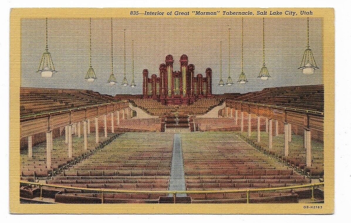 Vintage Postcard of the Interior of Great Mormon Tabernacle Salt Lake City Utah