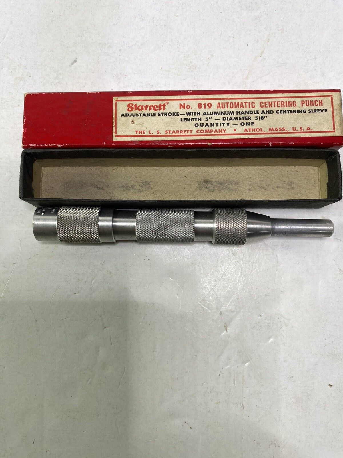 Vintage Starrett No. 819 Automatic Center Punch - Excellent Condition With Box