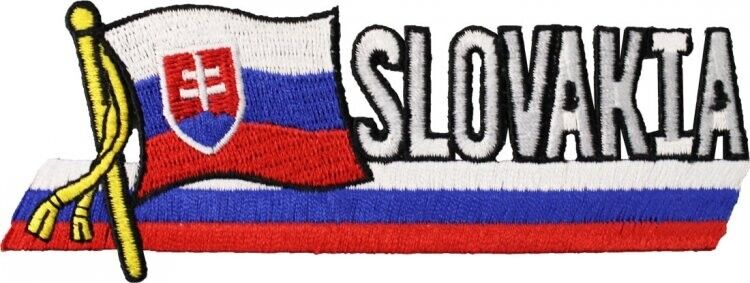 SLOVAKIA FLAG EMBROIDERED CUT OUT PATCH 1.5 x 4.5\