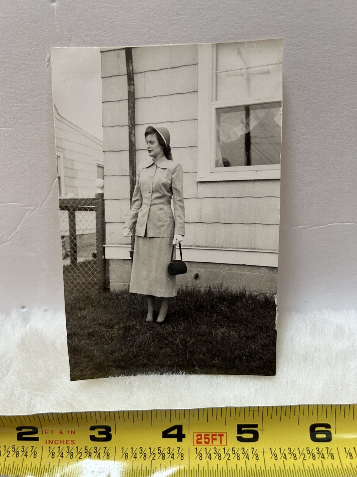 Vintage Photo Snapshot Of Pretty Woman In Church Outfit 