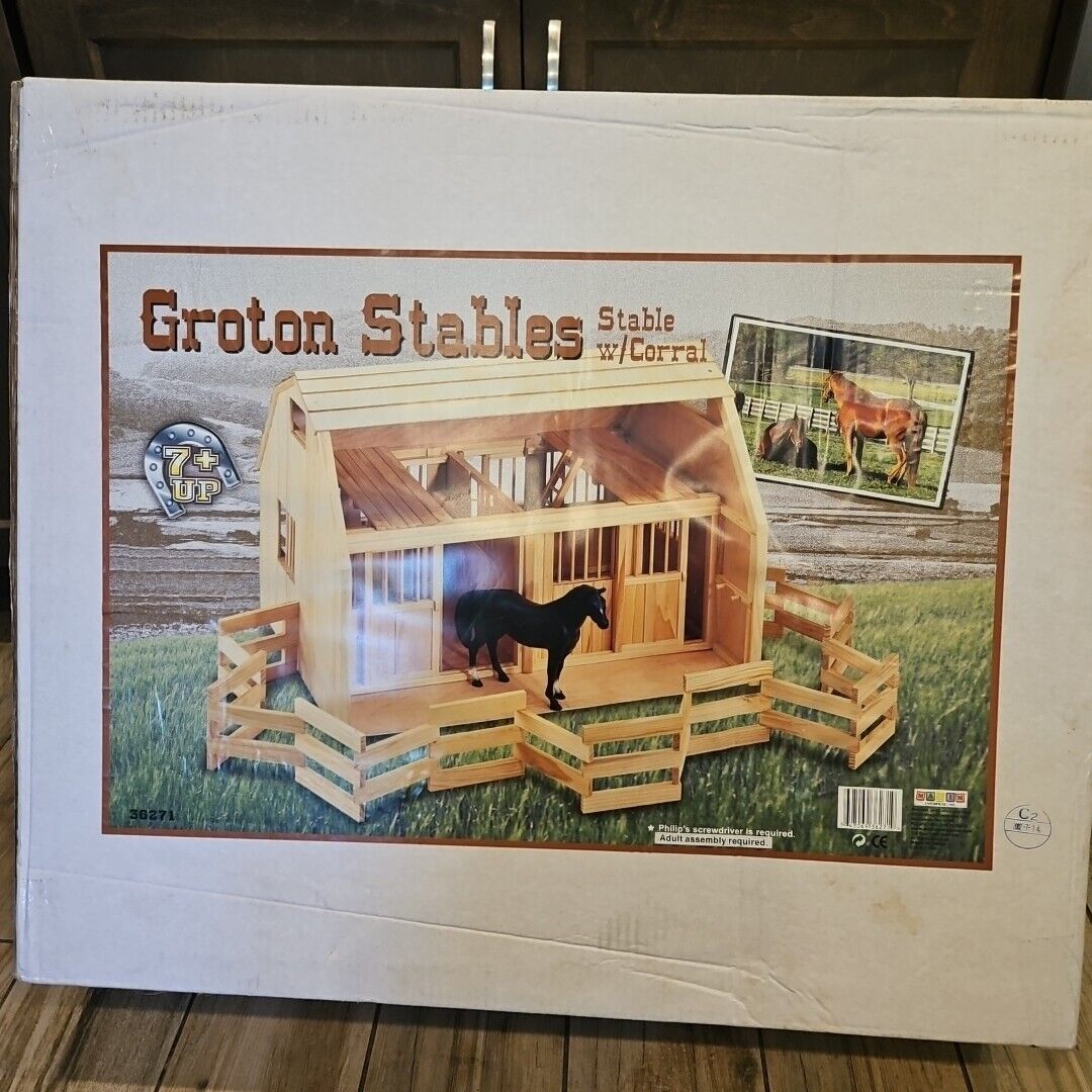 Vtg Breyer Large Horse Barn With Corral  Wood/ Groton Stables NEVER BEEN OPENED