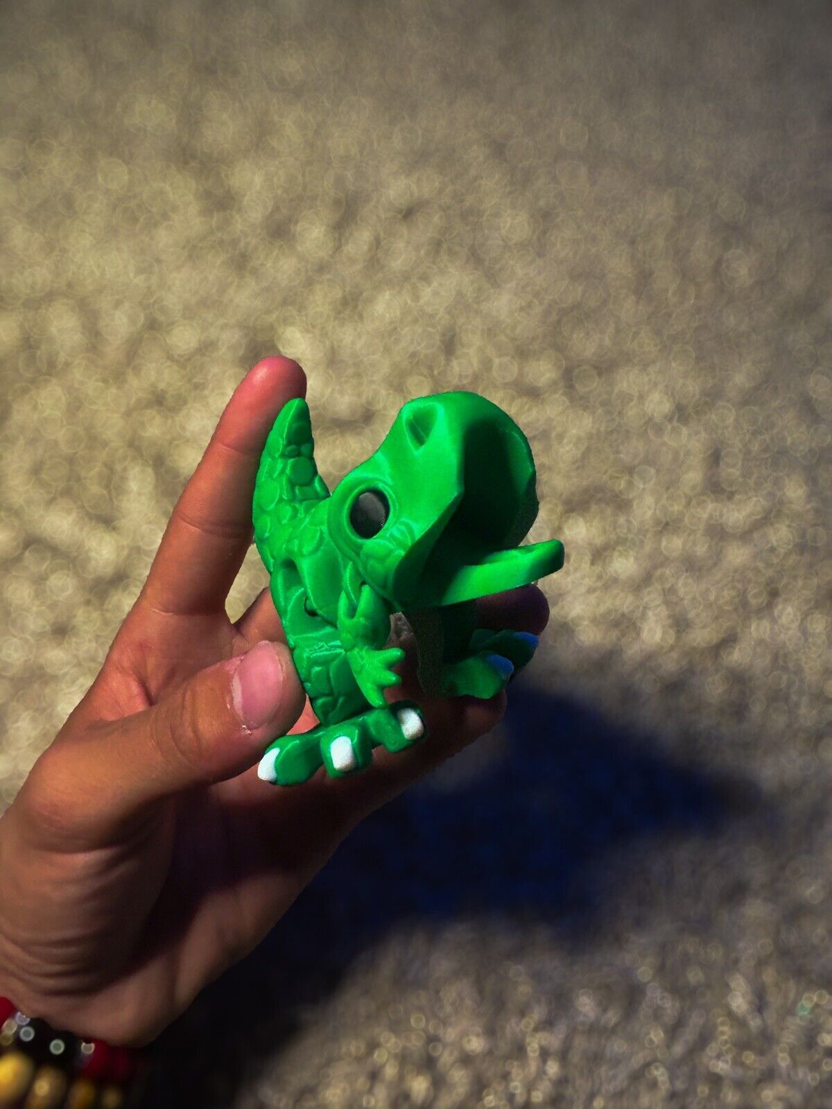 Articulated Green 3d Printed Dinosaur