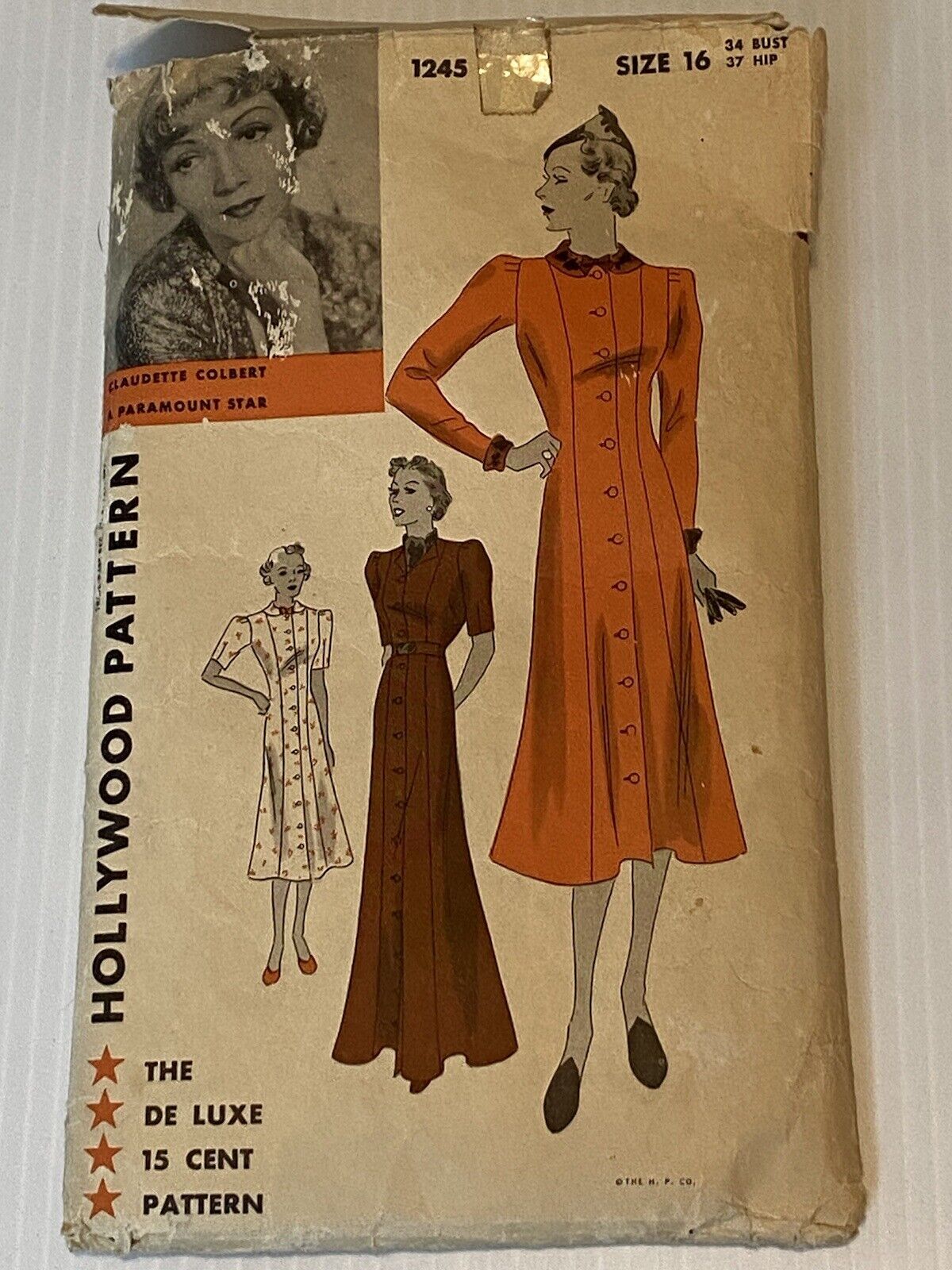 Rare Hollywood Pattern Claudette Colbert Princess Frock Dress Size 16 Unprinted