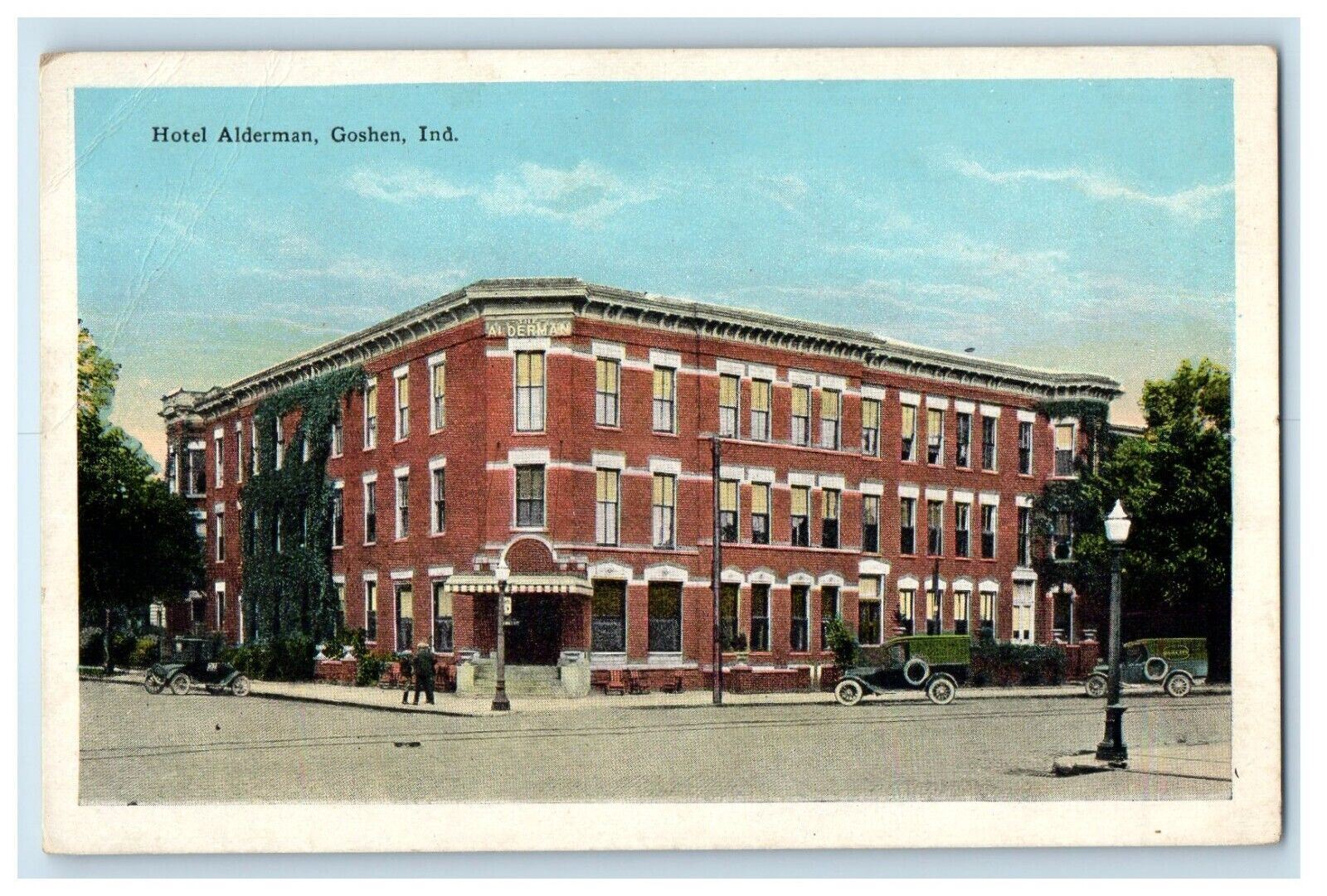 c1910\'s Hotel Alderman Street View Goshen Indiana IN Unposted Antique Postcard