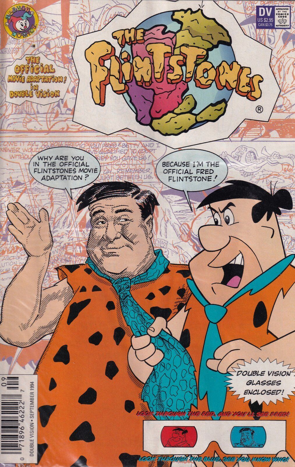 Flintstones Double Vision #1 Newsstand Polybagged Cover (1994) Harvey Comics
