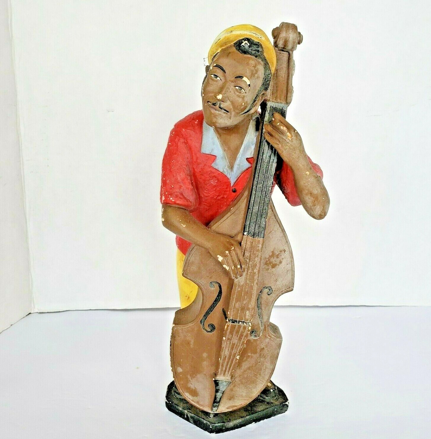 Jazz Band Bass Player Apparence Paris Enesco 12 inch Resin Statue Figure Vtg