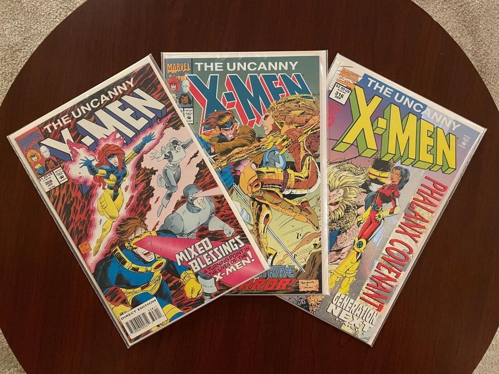 (lot of 3 Comics) Uncanny X-Men #308 #313 #316 (Marvel 1994) Foil Cover 9.4 NM