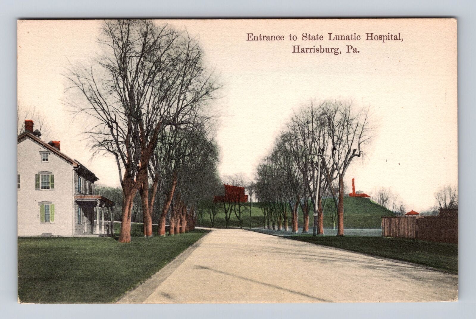 Harrisburg PA-Pennsylvania, Entrance to State Lunatic Hospital, Vintage Postcard