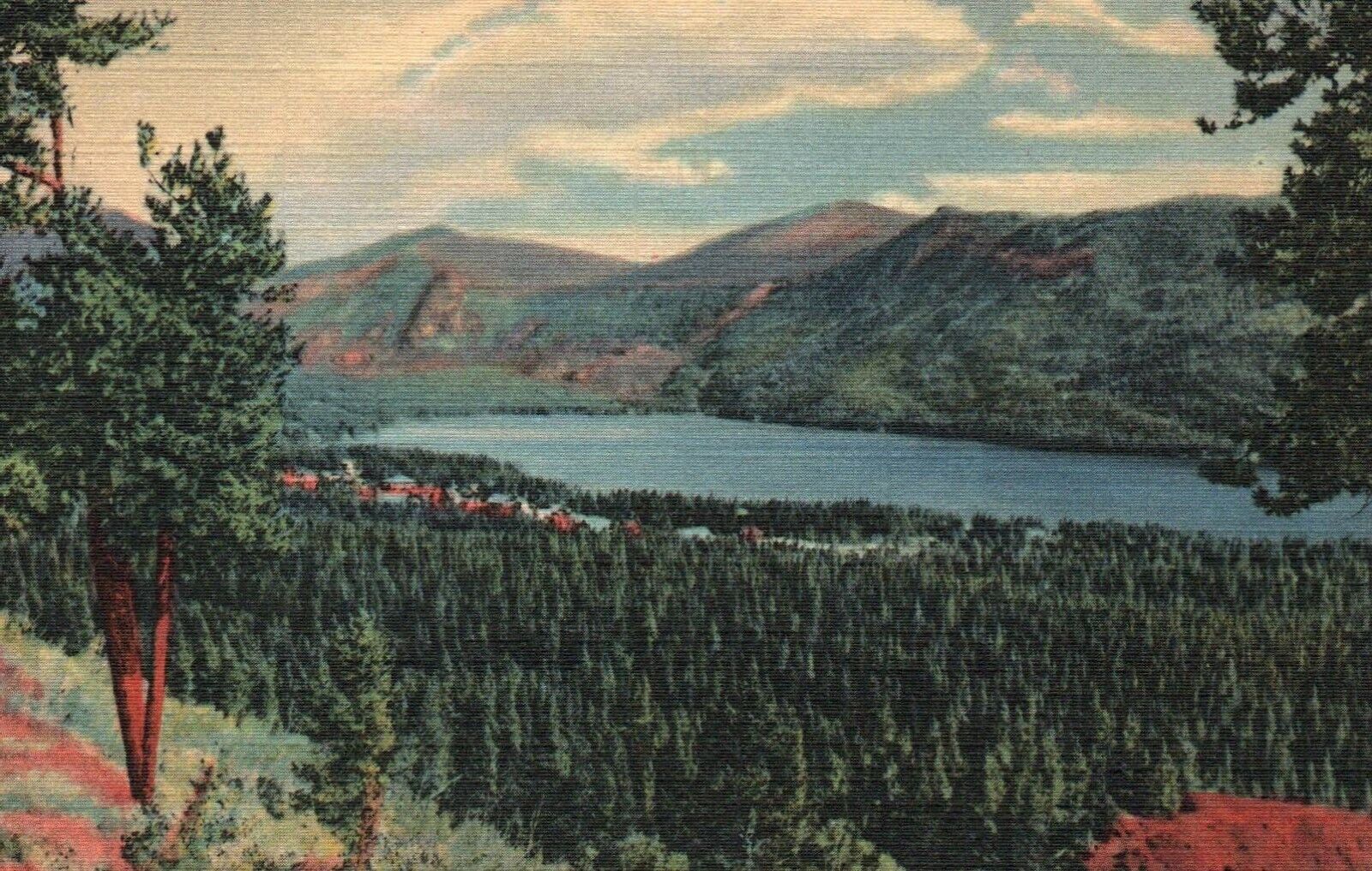 Postcard Linen Grand Lake From Grand Lake Lodge Rocky Mountain Colorado 