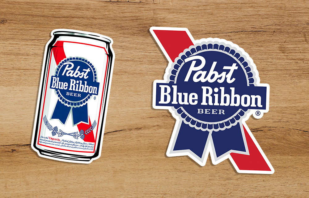 PBR Pabst Blue Ribbon Beer Premium Quality Vinyl 2 Sticker Pack Decal 3x2