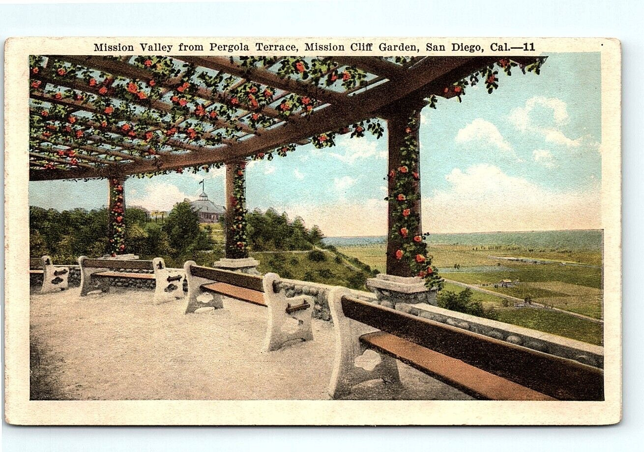 postcard Mission Valley from Pergola Terrace Mission Cliff Garden San Diego 1444