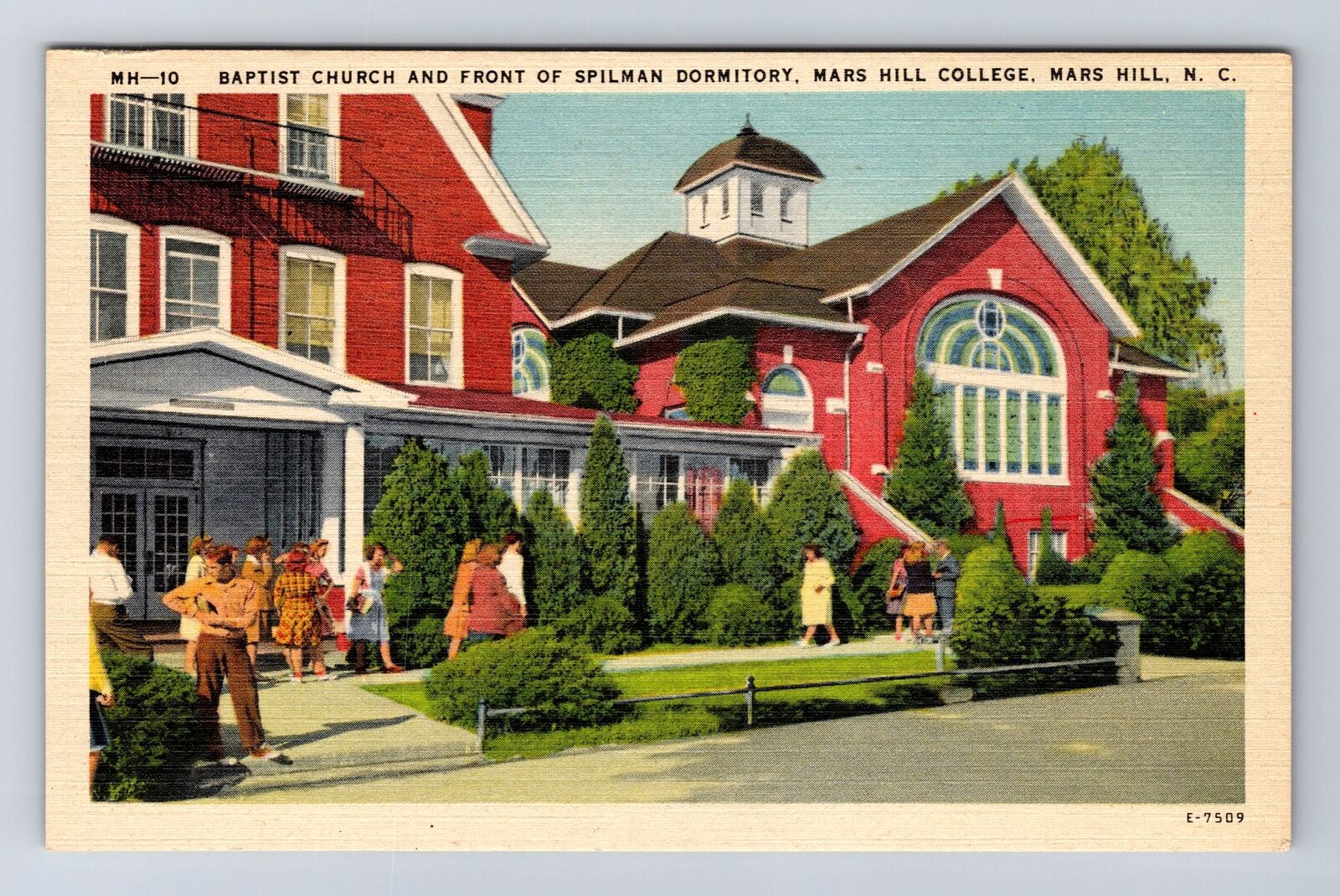 Mars Hill NC-North Carolina, Baptist Church And Spilman Dorm, Vintage Postcard