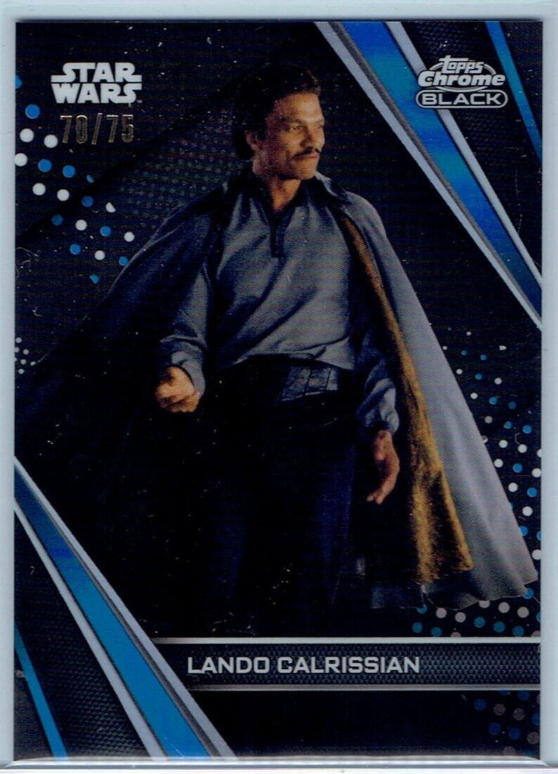 2023 Topps Chrome Black Star Wars Blue Refractors #8 Lando Calrissian /75