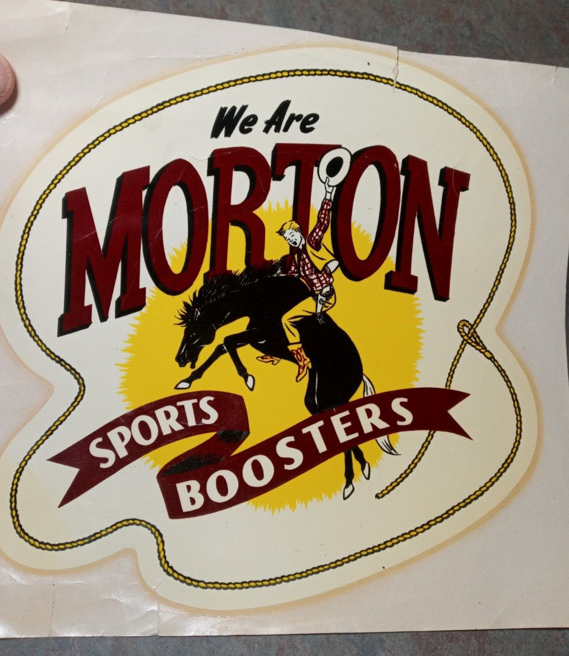 Cowboy Western rodeo theme vtg decal Morton Sports boosters