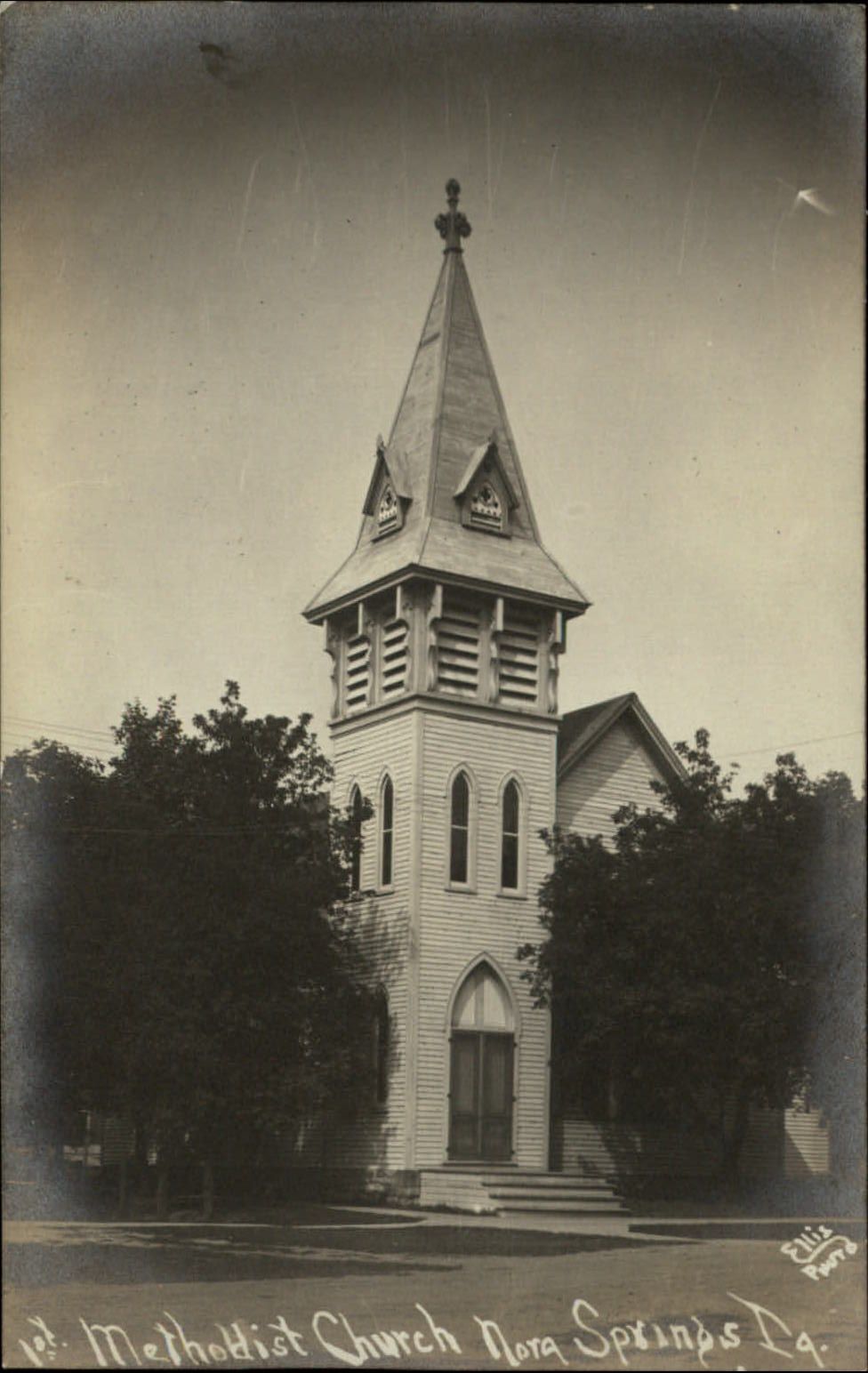 RPPC 1st Methodist Church Nora Springs Iowa ~ Ellis real photo postcard