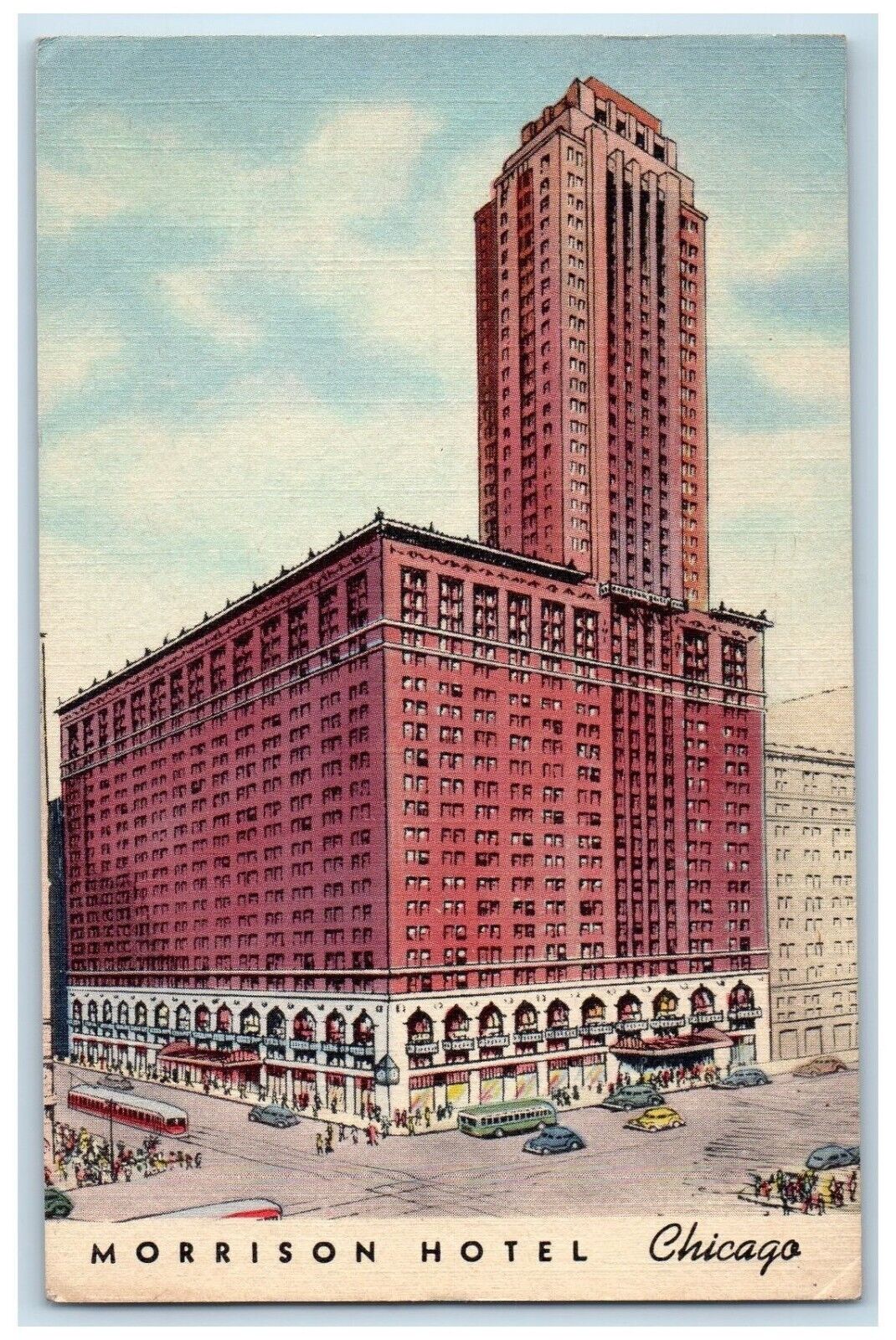 1947 Exterior Morrison Hotel Building Chicago Illinois Vintage Antique Postcard